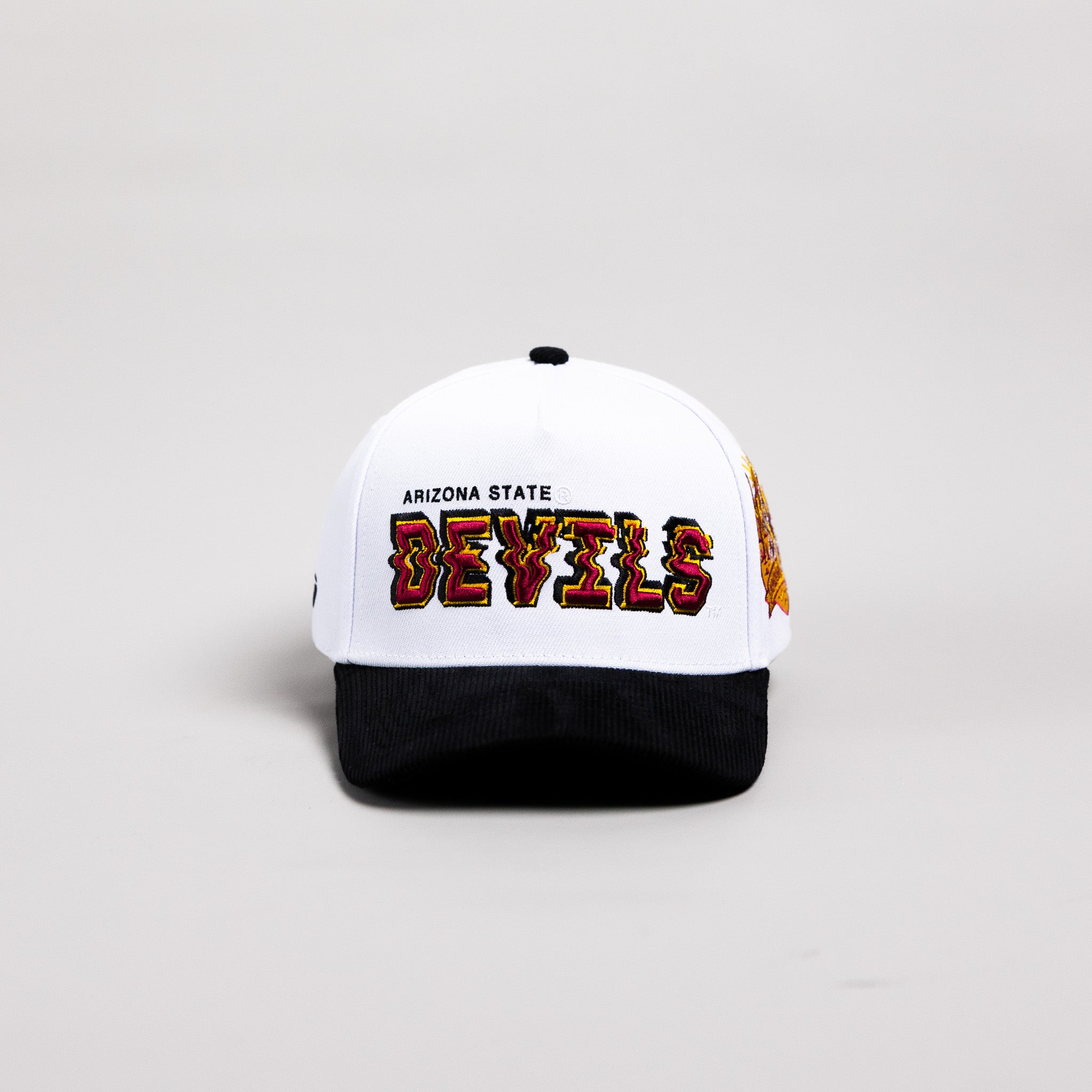 Arizona State Sun Devils Hat White & Black Corduroy Stadium Pulse Snapback - Front Panel