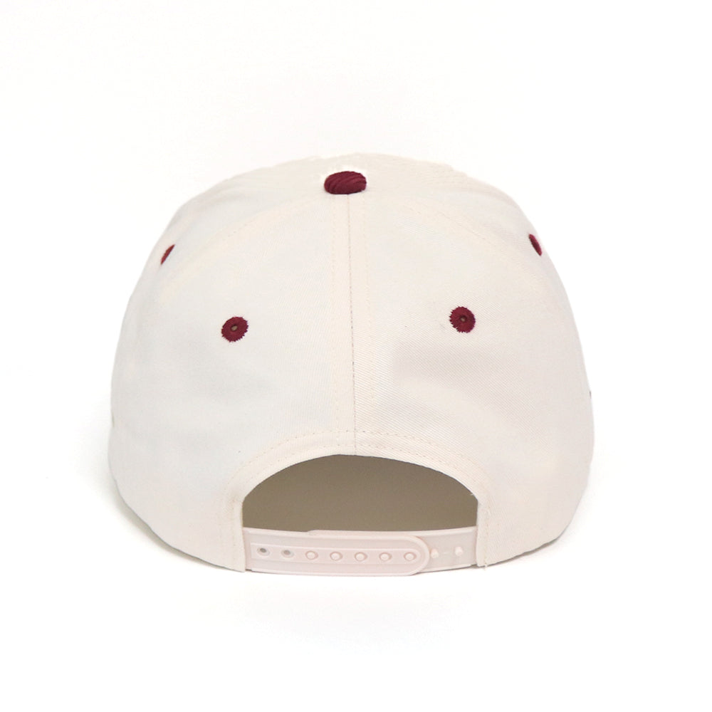 Arizona State Sun Devils Script Vintage Snapback Hat Cream Maroon Corduroy - Back View