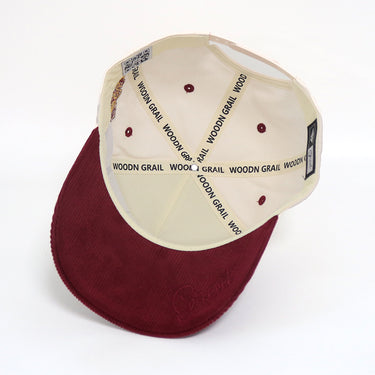 Arizona State Sun Devils Script Vintage Snapback Hat Cream Maroon Corduroy - Underbrim Detail