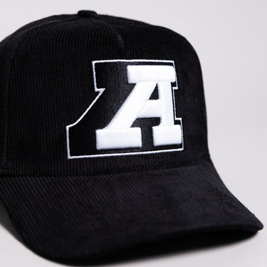 Arizona Wildcats Block A Hat Black Corduroy White Logo Side Patch Snapback - Front Detail