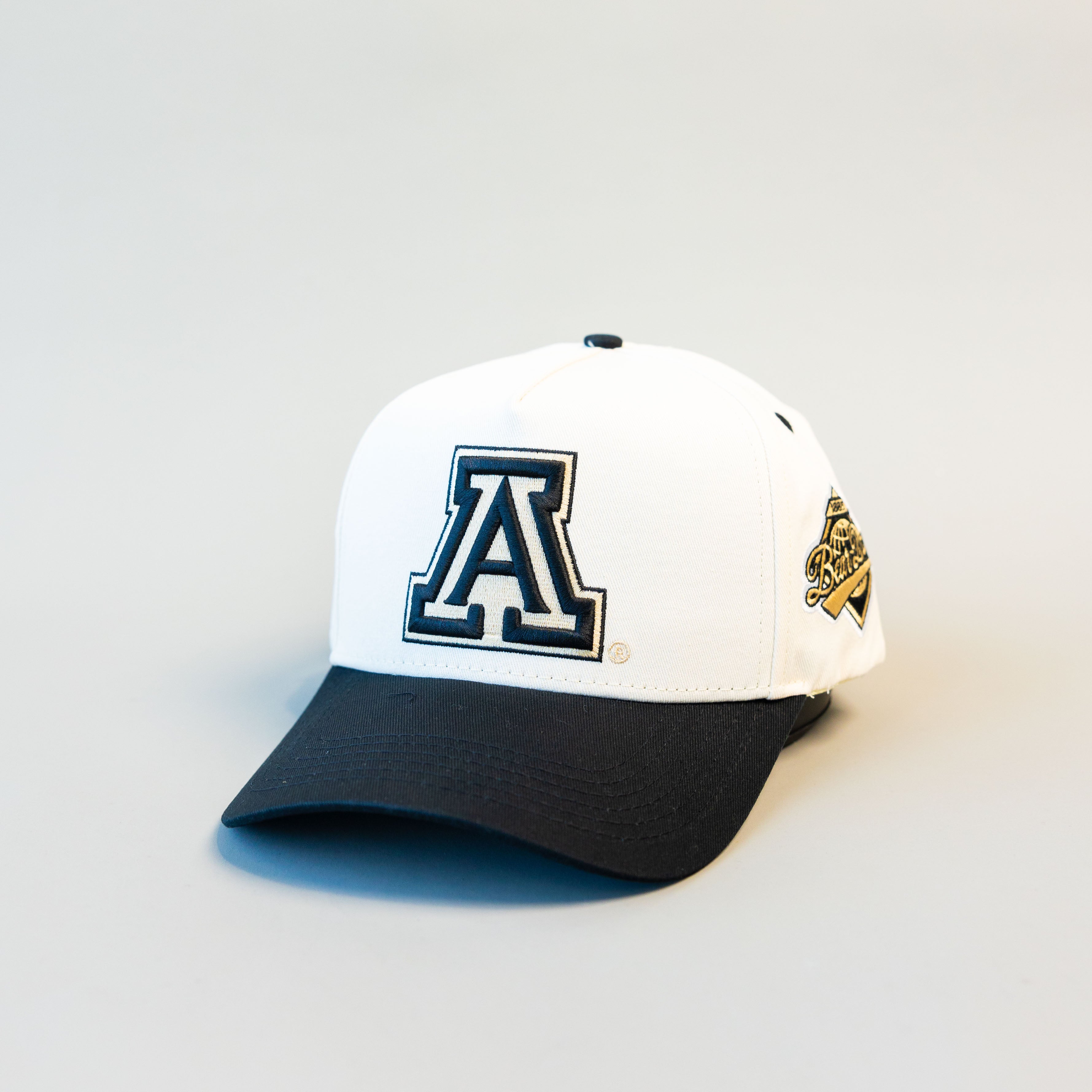 Arizona Wildcats Block A Hat White Black Brim Side Patch Snapback UofA - Angled View
