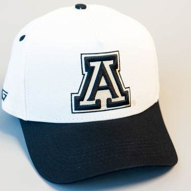 Arizona Wildcats Block A Hat White Black Brim Side Patch Snapback UofA - Front Detail