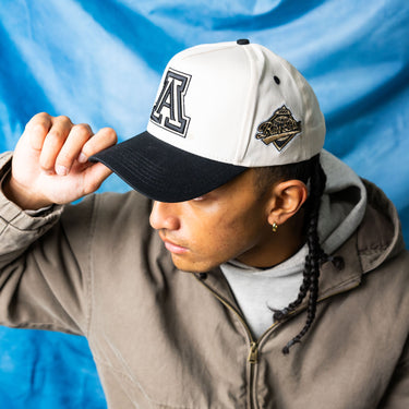 Arizona Wildcats Block A Hat White Black Brim Side Patch Snapback UofA - On Model Lifestyle