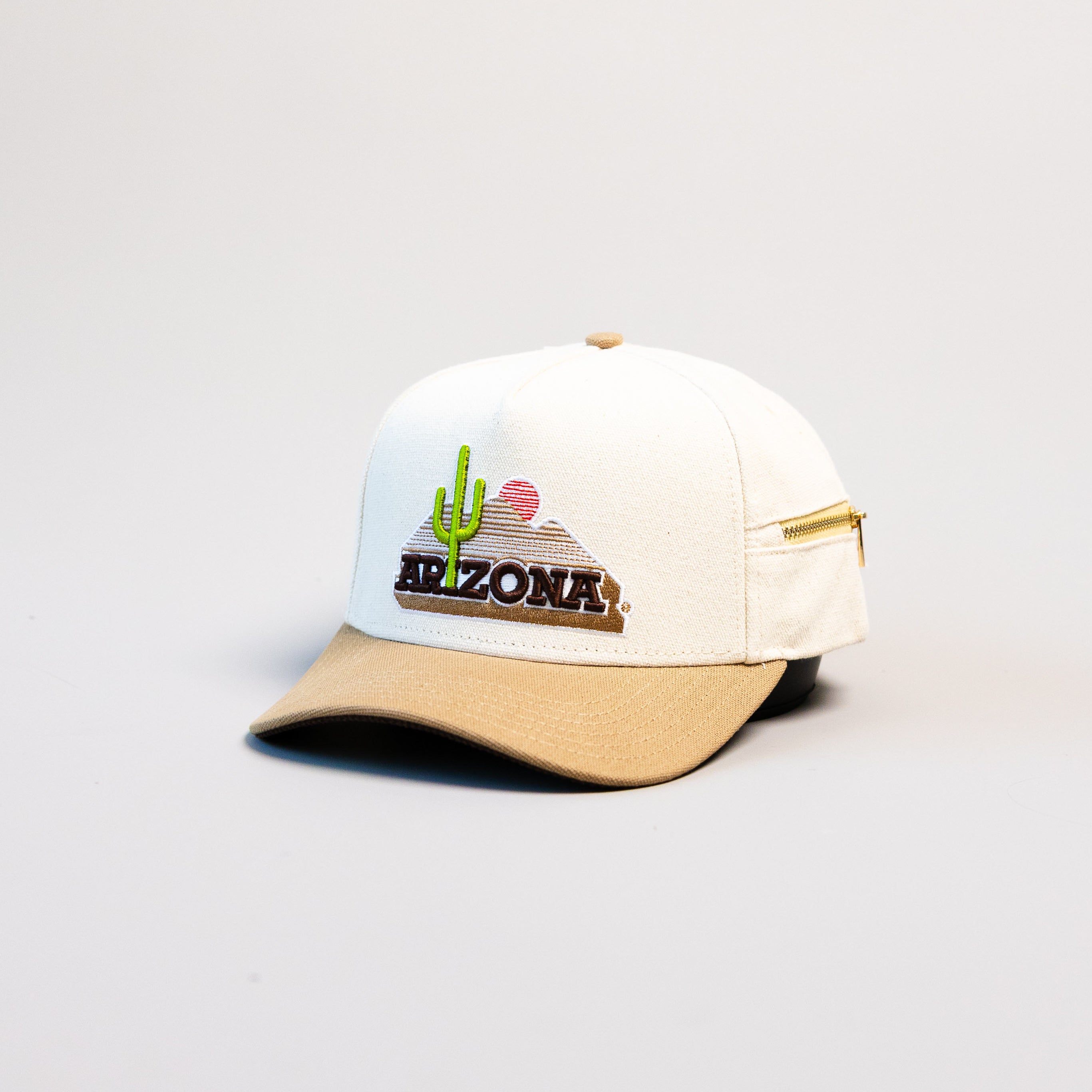 Arizona Wildcats Hat Cream & Tan Jobsite Snapback - Angled View