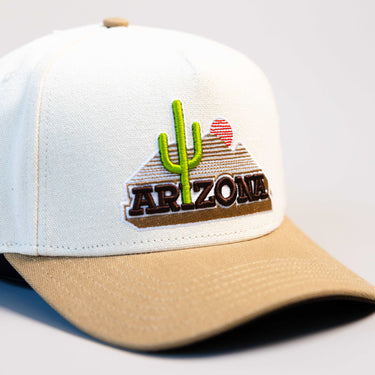 Arizona Wildcats Hat Cream & Tan Jobsite Snapback - Front Detail