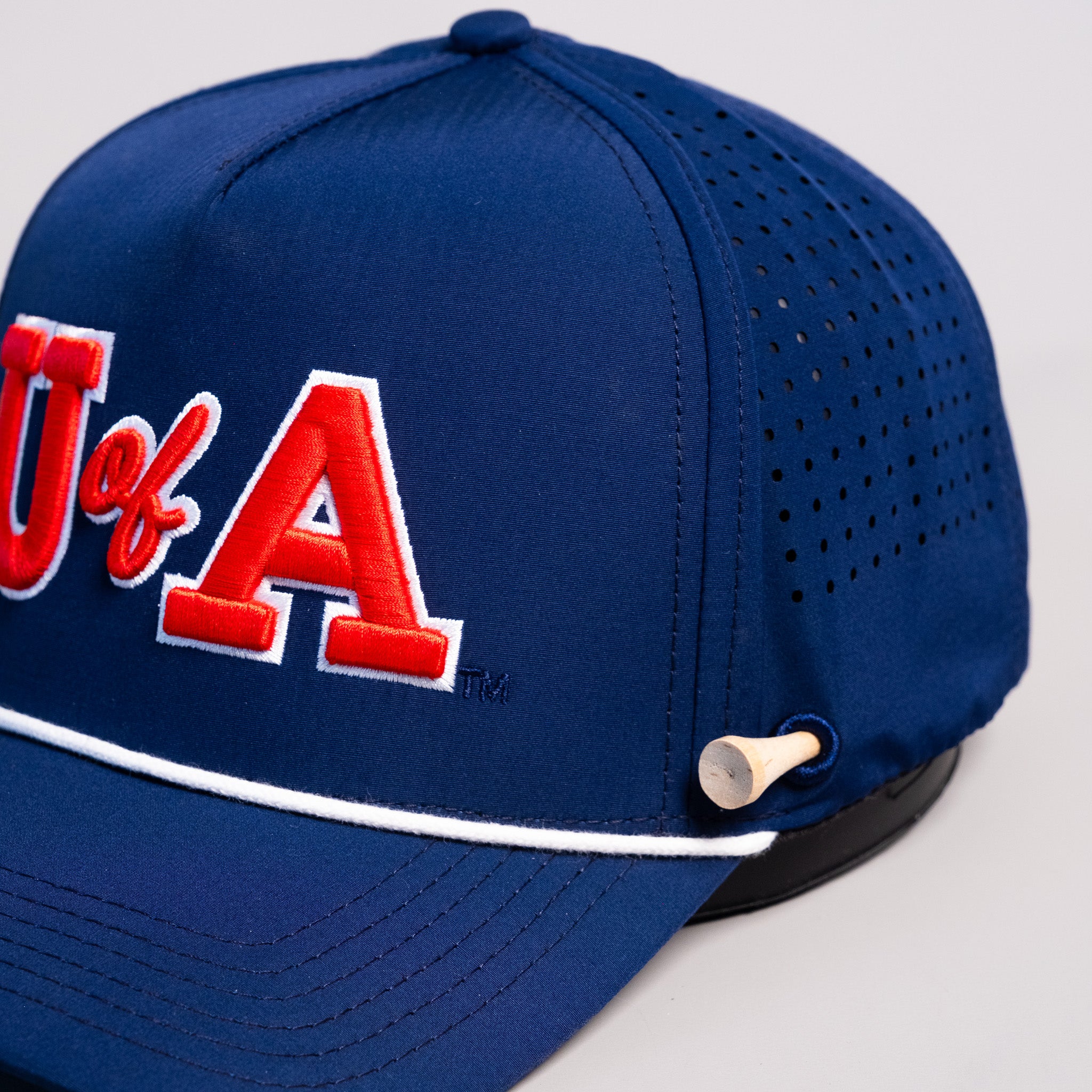 Arizona Wildcats Hat Navy Tee Box Performance Rope Snapback - Front Detail Angled