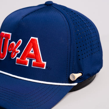 Arizona Wildcats Hat Navy Tee Box Performance Rope Snapback - Front Detail Angled
