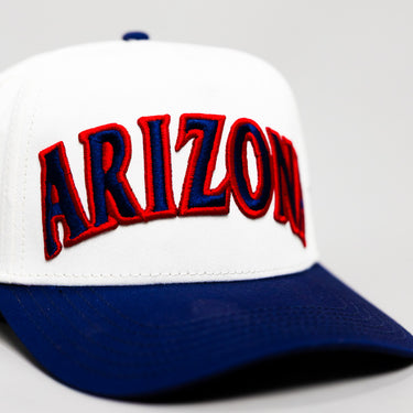 Arizona Wildcats Hat White & Navy McKale Center Snapback - Front Detail