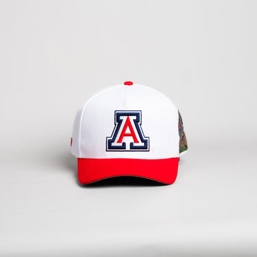 Arizona Wildcats Hat White & Red Suede Stadium Patch - Front Panel