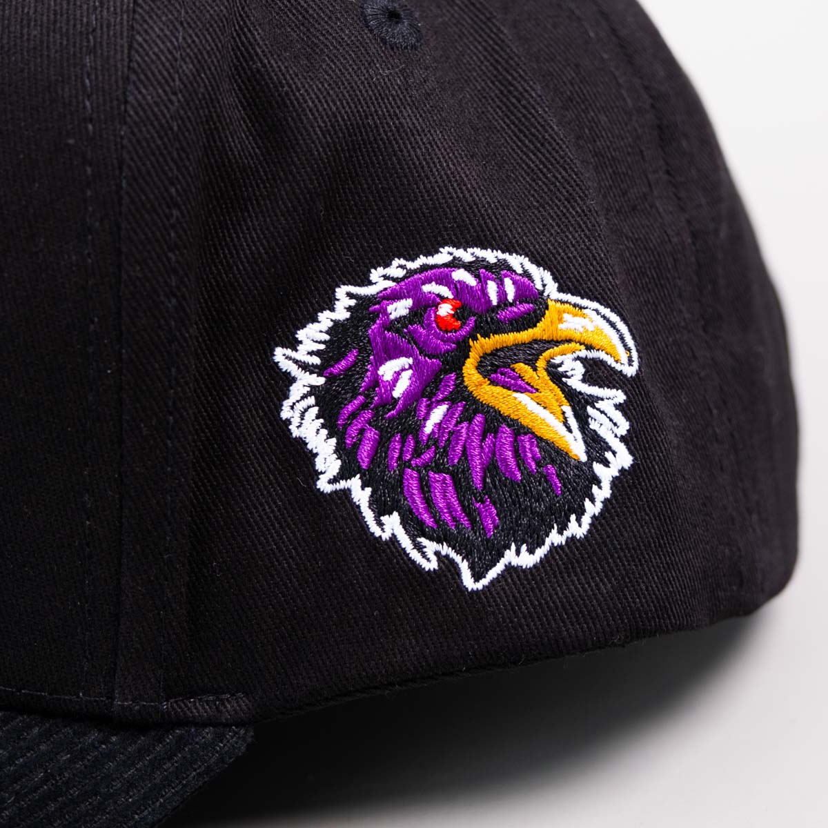 Baltimore City Hat Black Corduroy Purple & Gold Snapback - Side Patch