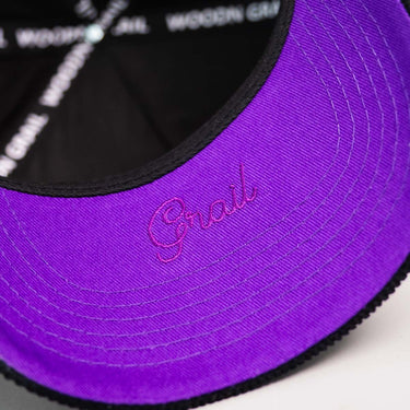 Baltimore City Hat Black Corduroy Purple & Gold Snapback - Underbrim Detail