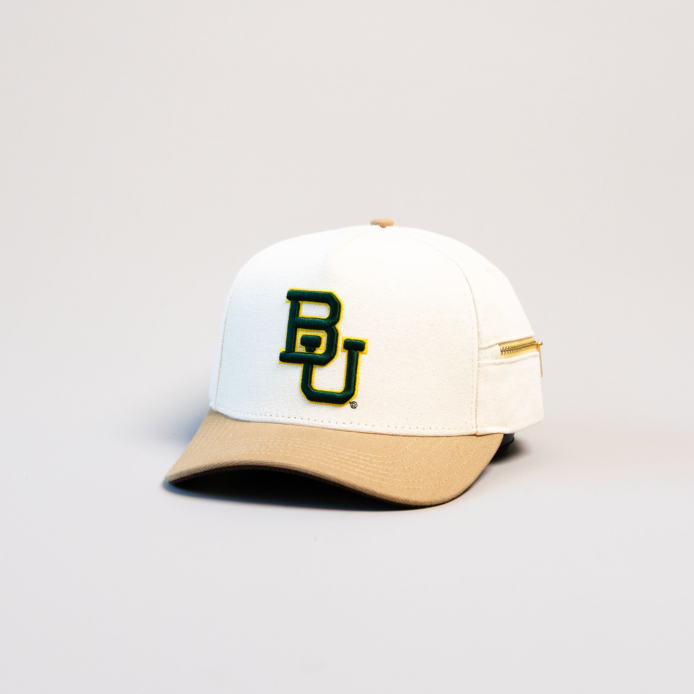 Baylor Bears Hat Cream & Tan Jobsite Snapback - Angled View