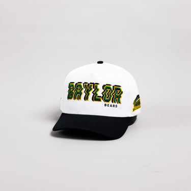 Baylor Bears Hat White & Black Corduroy Stadium Pulse Snapback - Angled View
