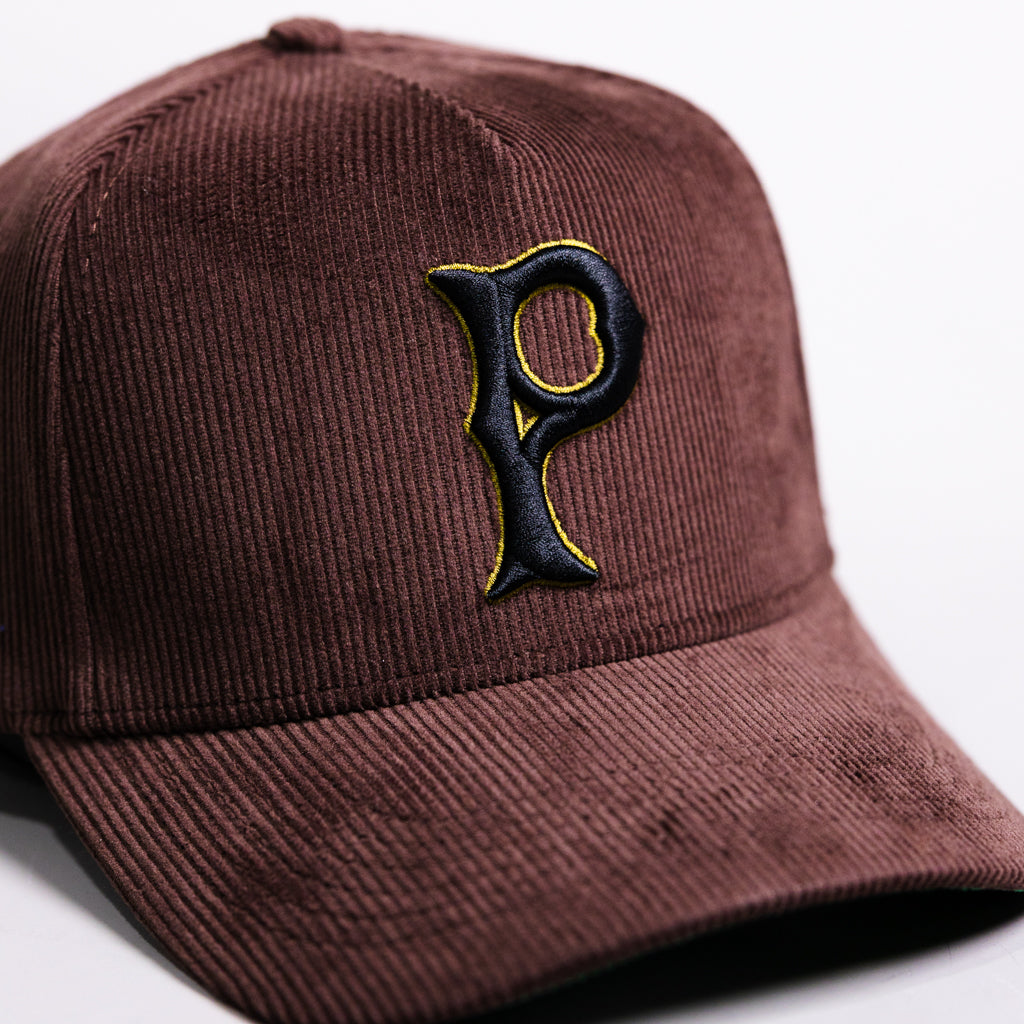 Black History Month Tribute Hat Brown Corduroy Old English P Snapback - Front Detail
