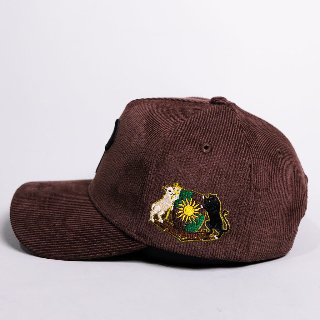 Black History Month Tribute Hat Brown Corduroy Old English P Snapback - Side Patch