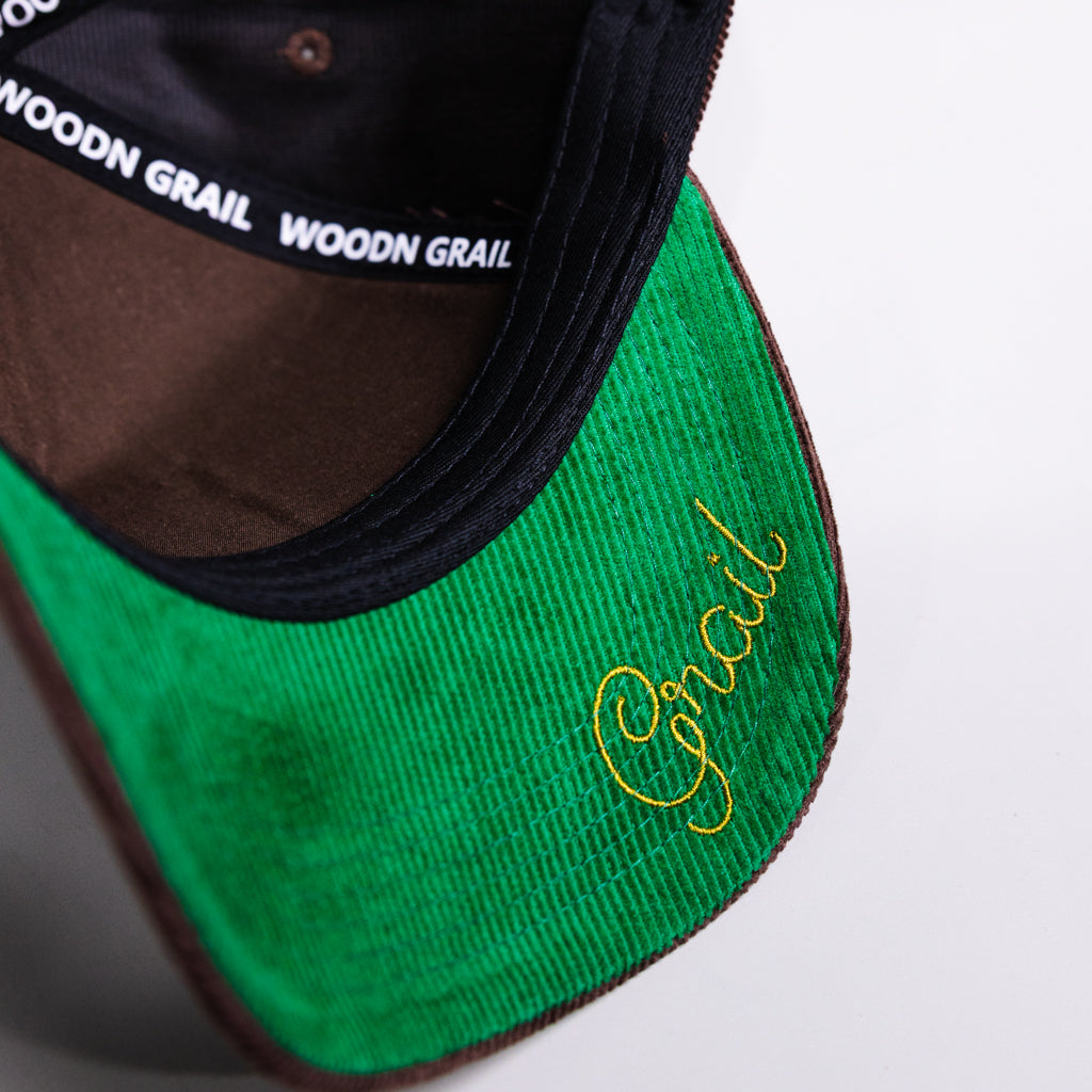 Black History Month Tribute Hat Brown Corduroy Old English P Snapback - Underbrim Detail