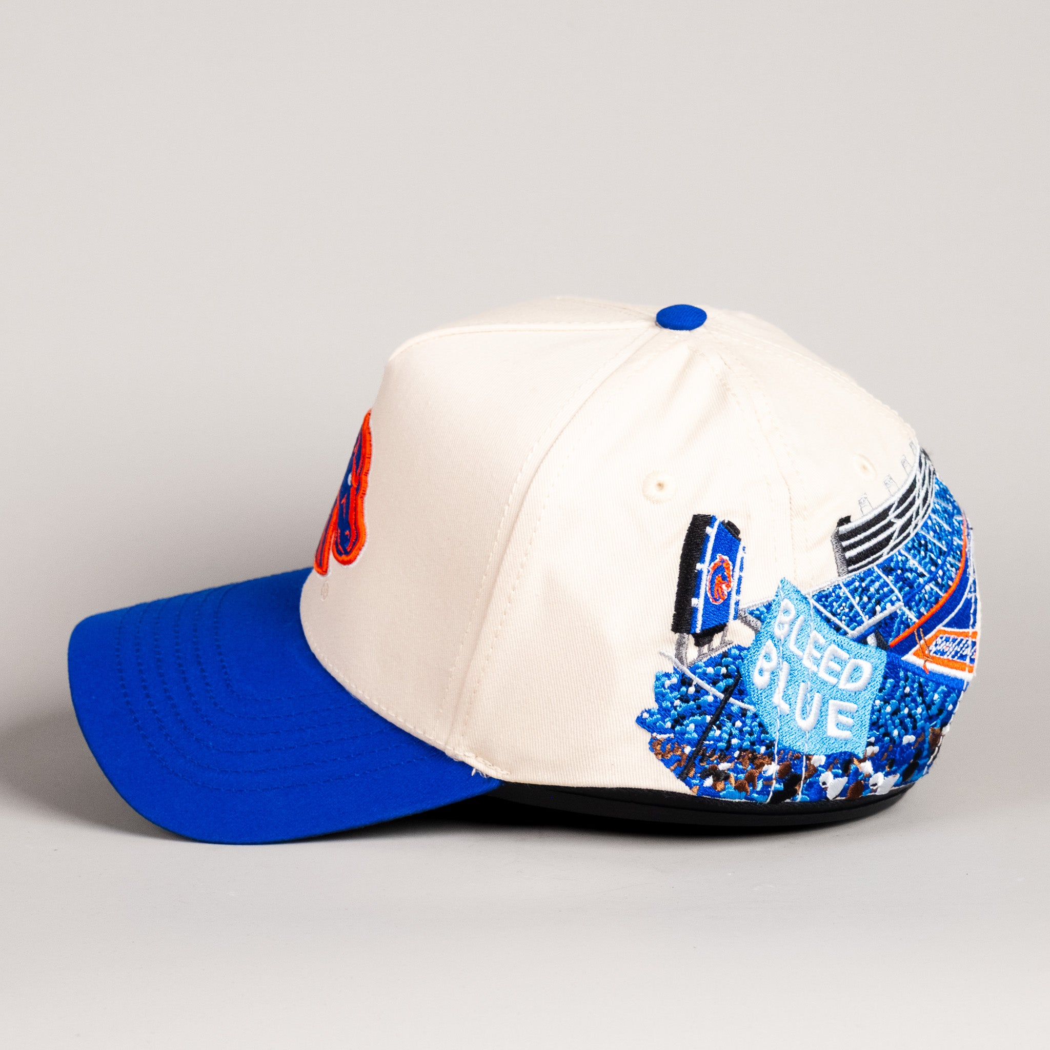 Boise State Broncos Hat Cream & Royal Blue Home Crowd - Side Stadium B