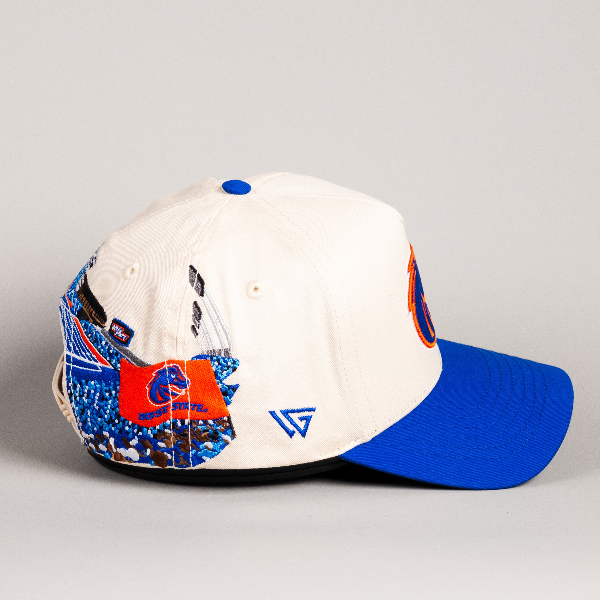 Boise State Broncos Hat Cream & Royal Blue Home Crowd - Side Stadium