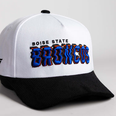 Boise State Broncos Hat White & Black Corduroy Stadium Pulse Snapback - Angled View