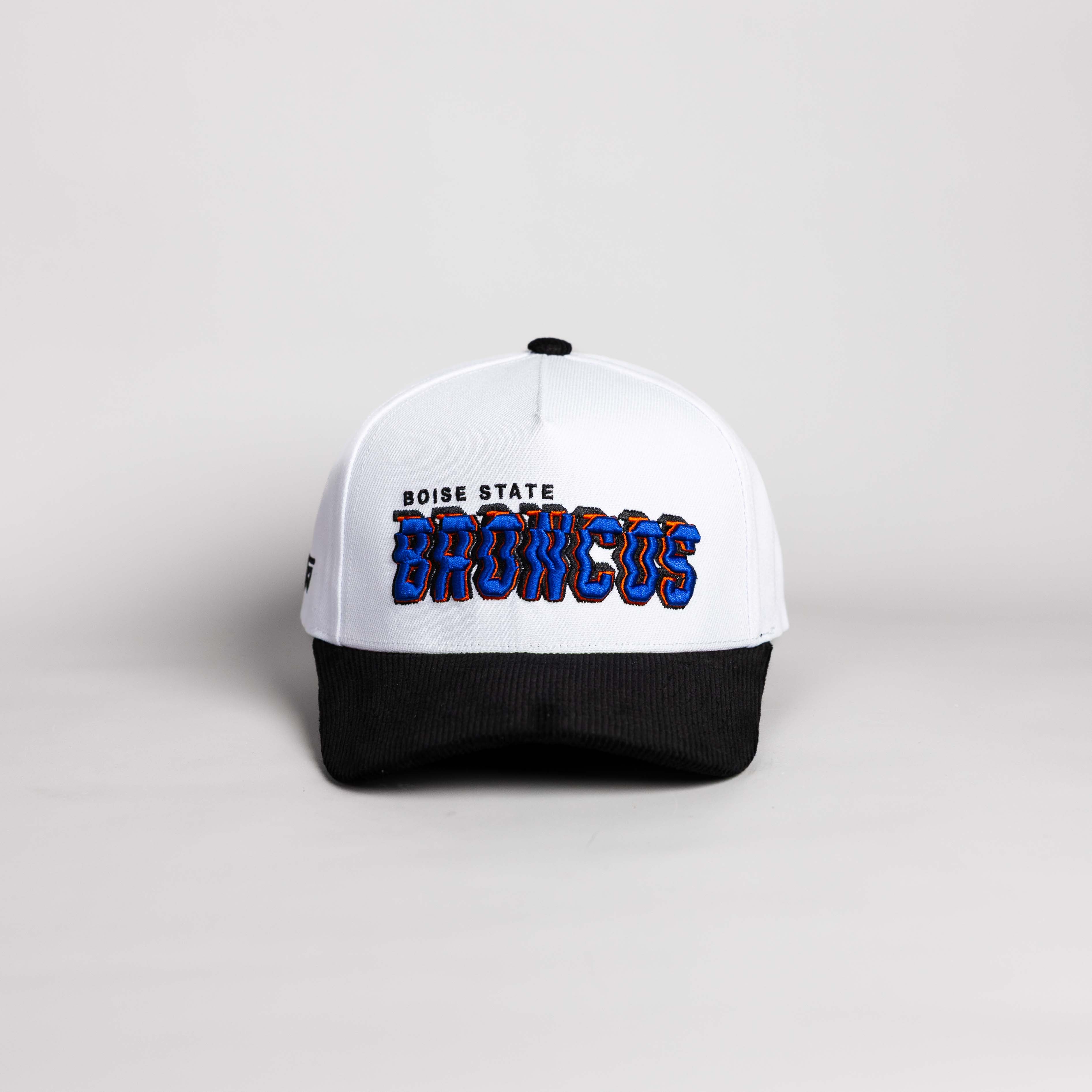 Boise State Broncos Hat White & Black Corduroy Stadium Pulse Snapback - Front Panel