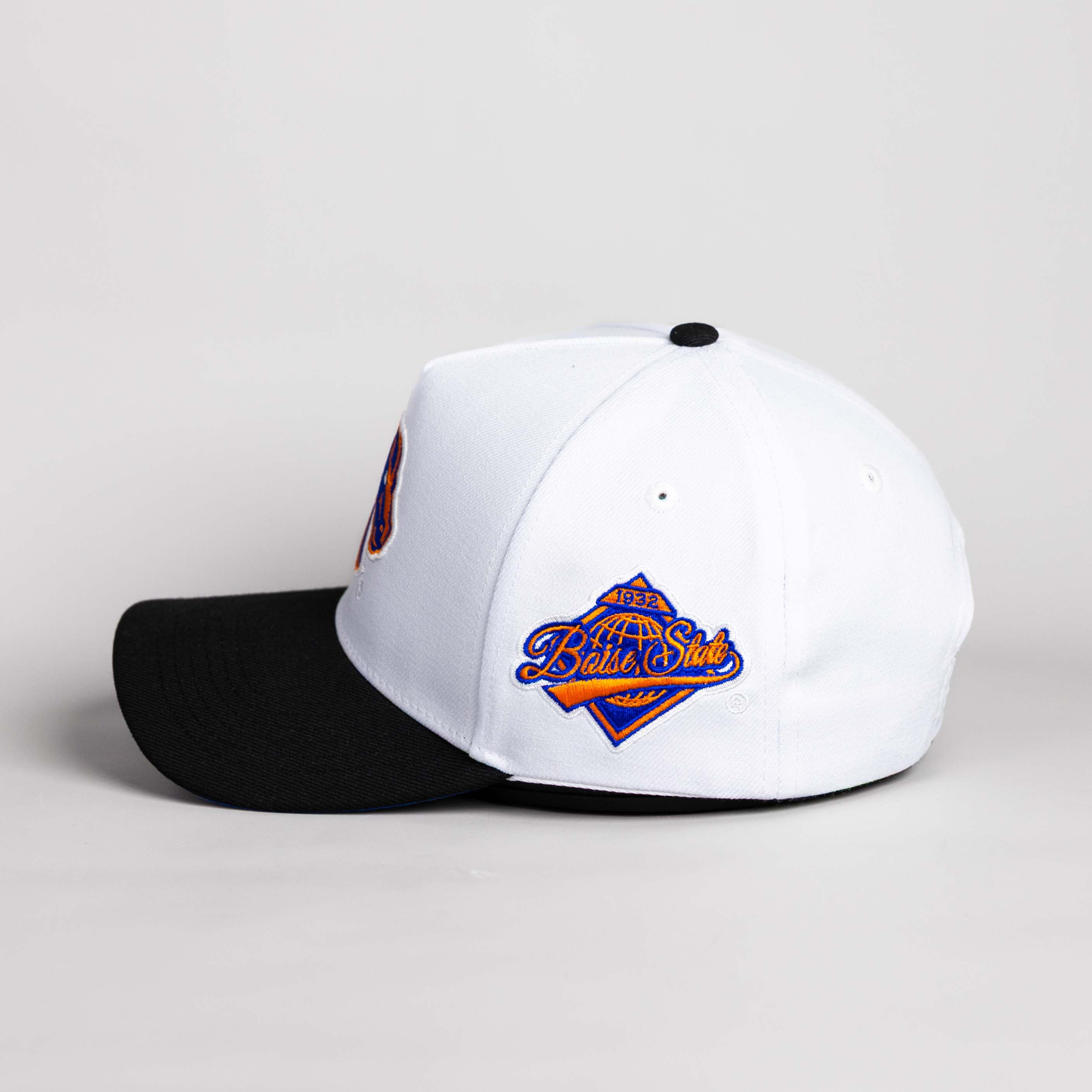 Boise State Broncos Hat White Black Suede Color Splash - Side Patch