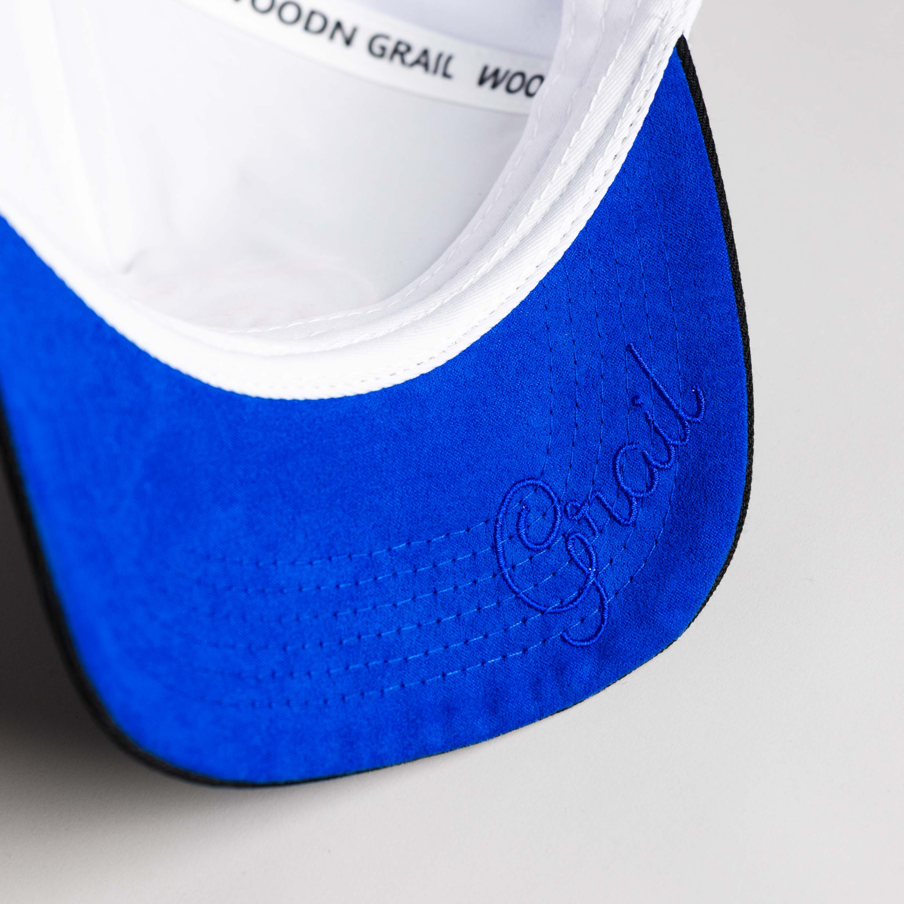 Boise State Broncos Hat White Black Suede Color Splash - Underbrim Detail