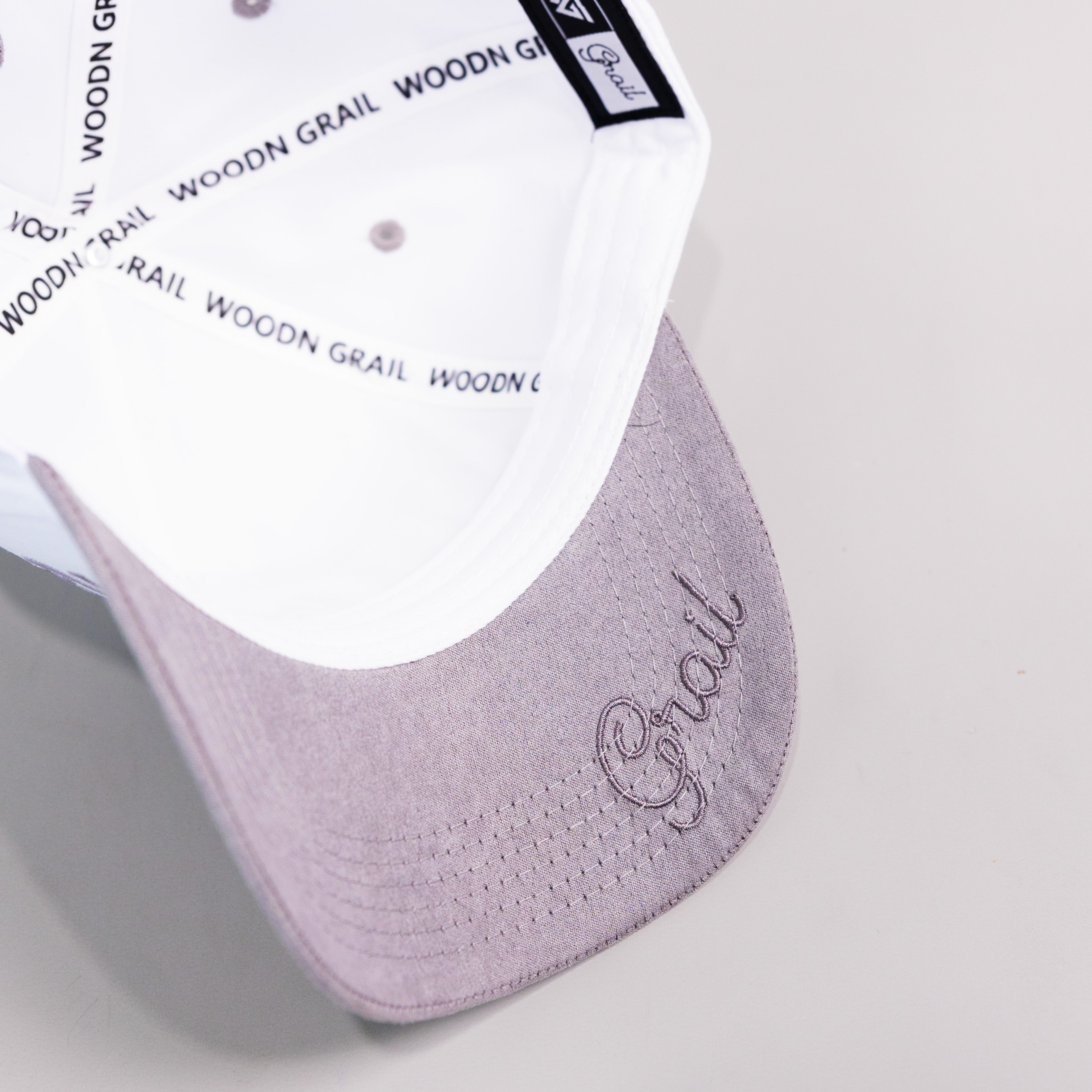 Boise State Broncos White and Grey Suede Snapback Hat with Bronco Logo and 1932 Embroidery - Underbrim Detail