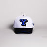 BYU Block Y Hat White Cotton Black Brim Stadium Patch Snapback - Front Panel