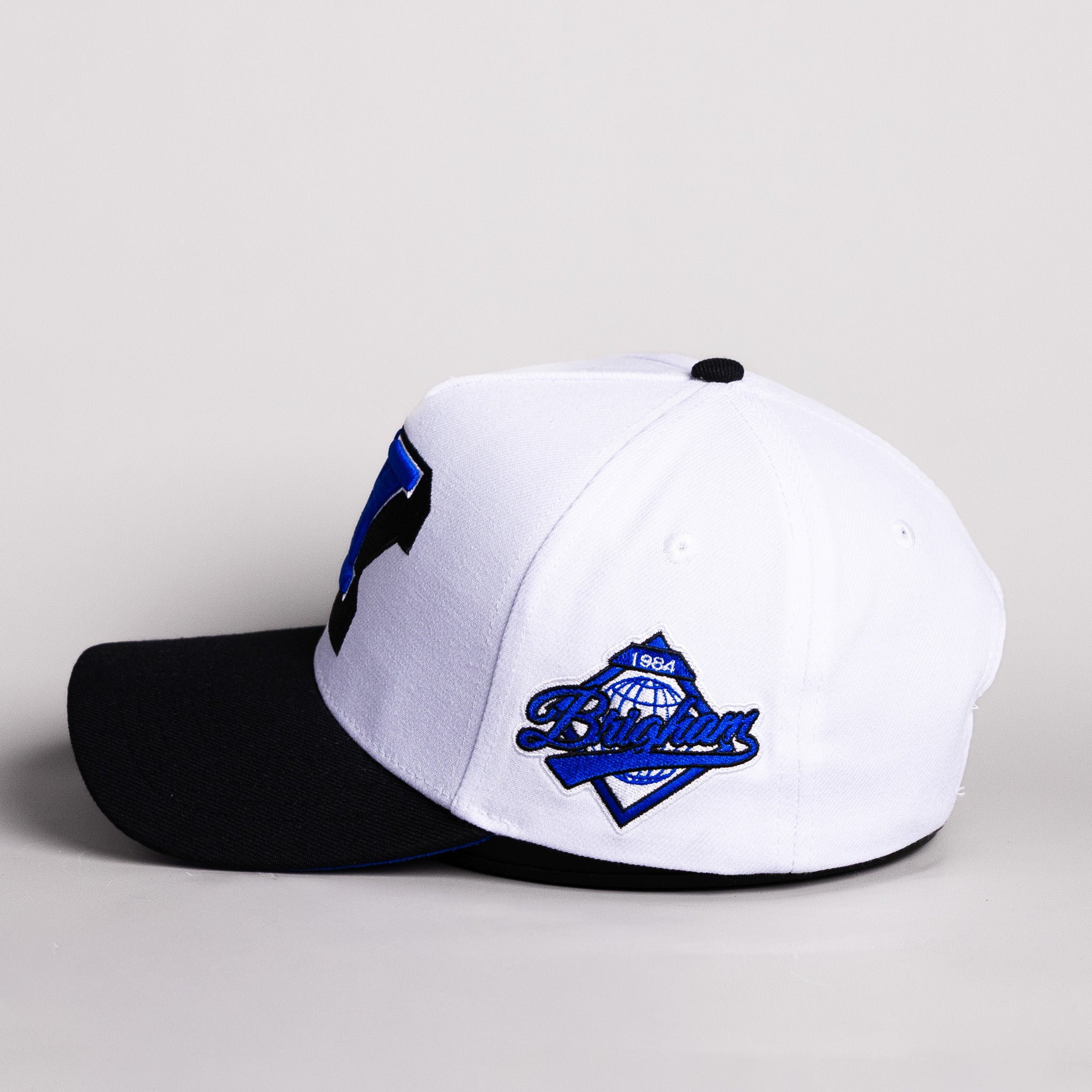 BYU Block Y Hat White Cotton Black Brim Stadium Patch Snapback - Side Patch