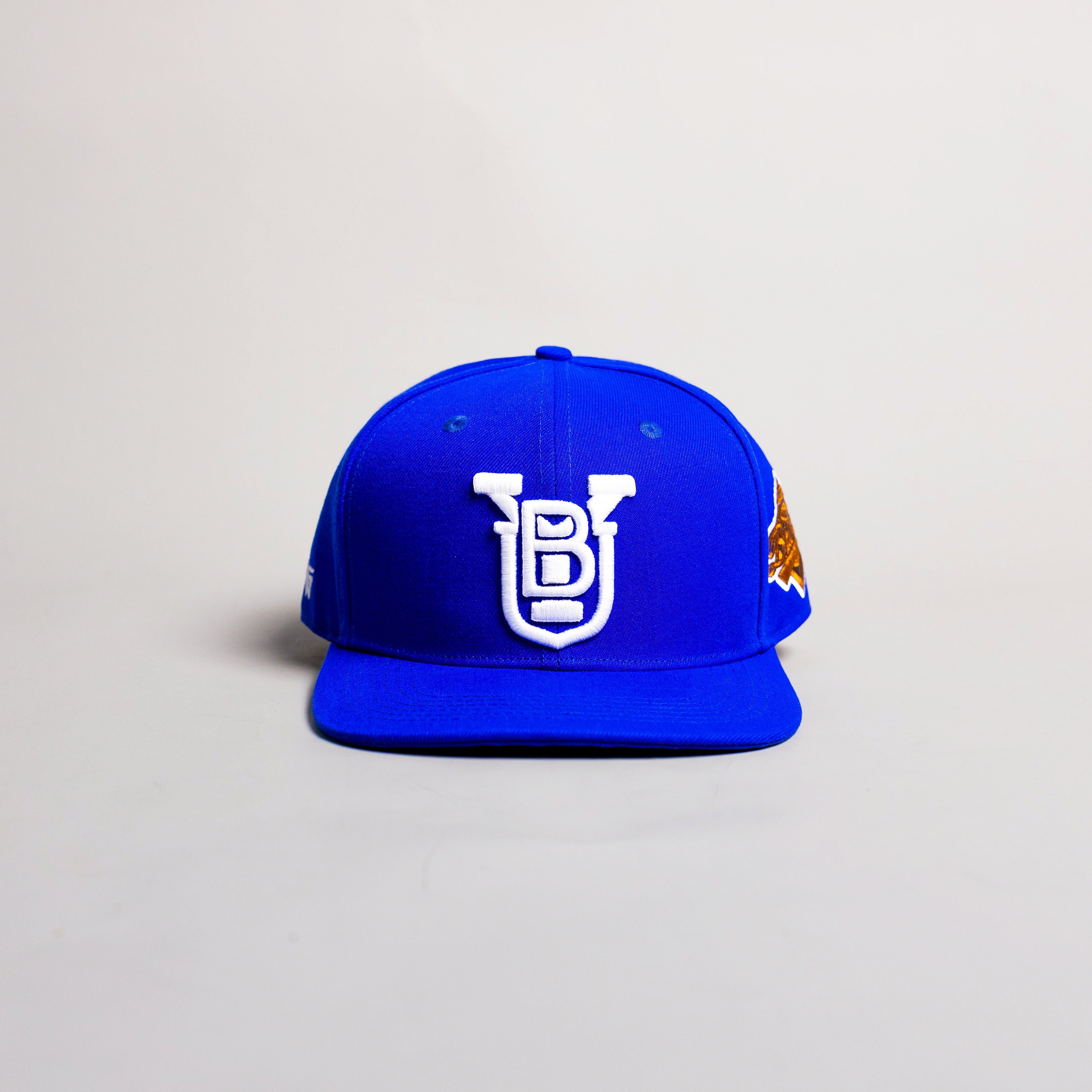 BYU Cougars Fitted Hat Royal Blue White BYU Monogram - Front Panel