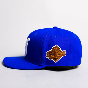 BYU Cougars Fitted Hat Royal Blue White BYU Monogram - Side Patch