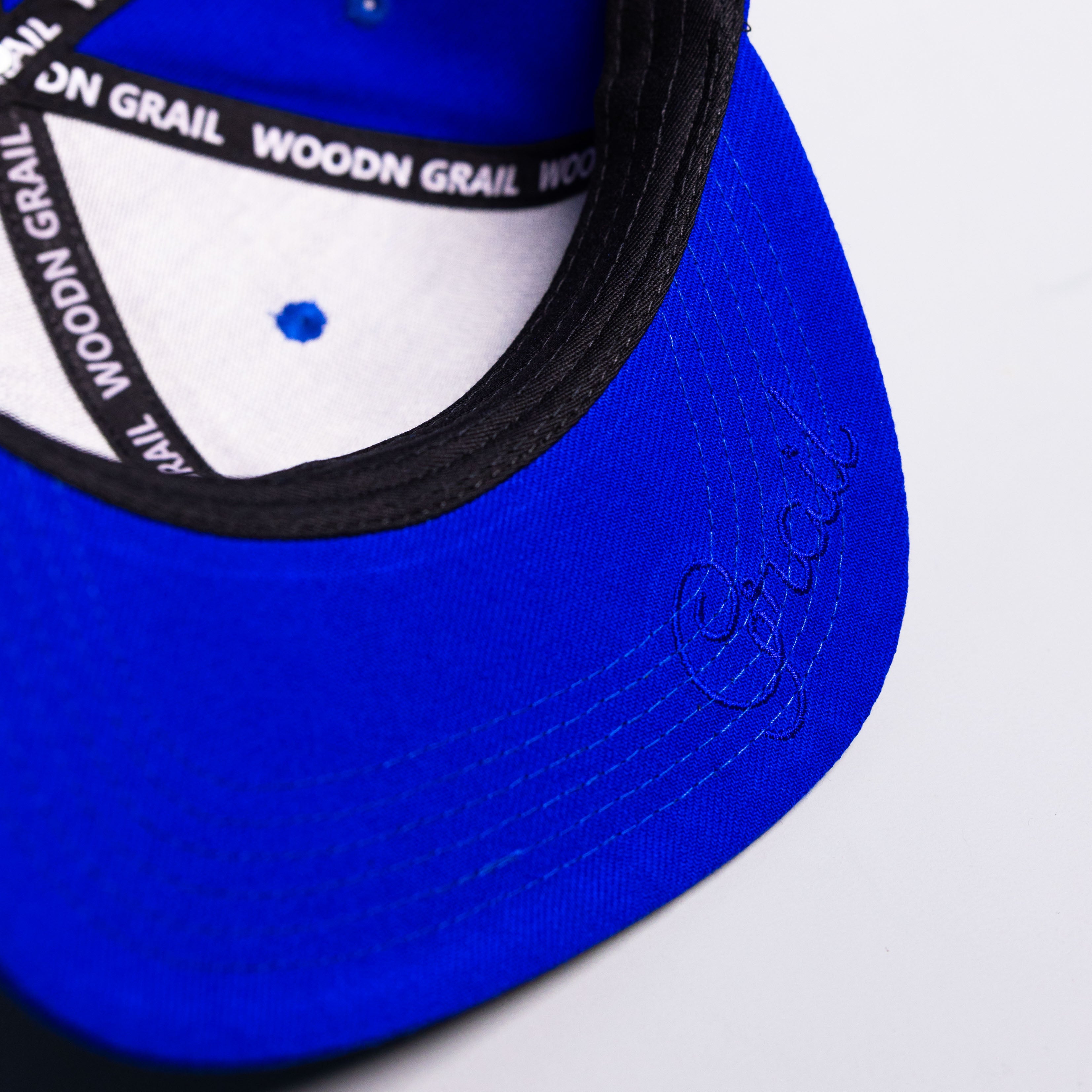 BYU Cougars Fitted Hat Royal Blue White BYU Monogram - Underbrim Detail