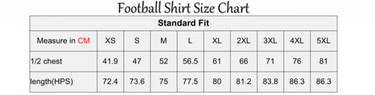 BYU Cougars Futbol Jersey Royal Blue Streak Print - Size Chart