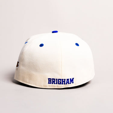 BYU Cougars Hat Cream & Royal Blue OG Fitted - Back View