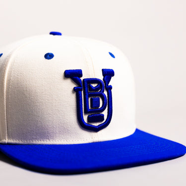 BYU Cougars Hat Cream & Royal Blue OG Fitted - Front Detail