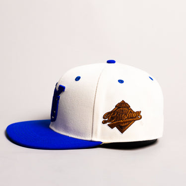 BYU Cougars Hat Cream & Royal Blue OG Fitted - Side Patch