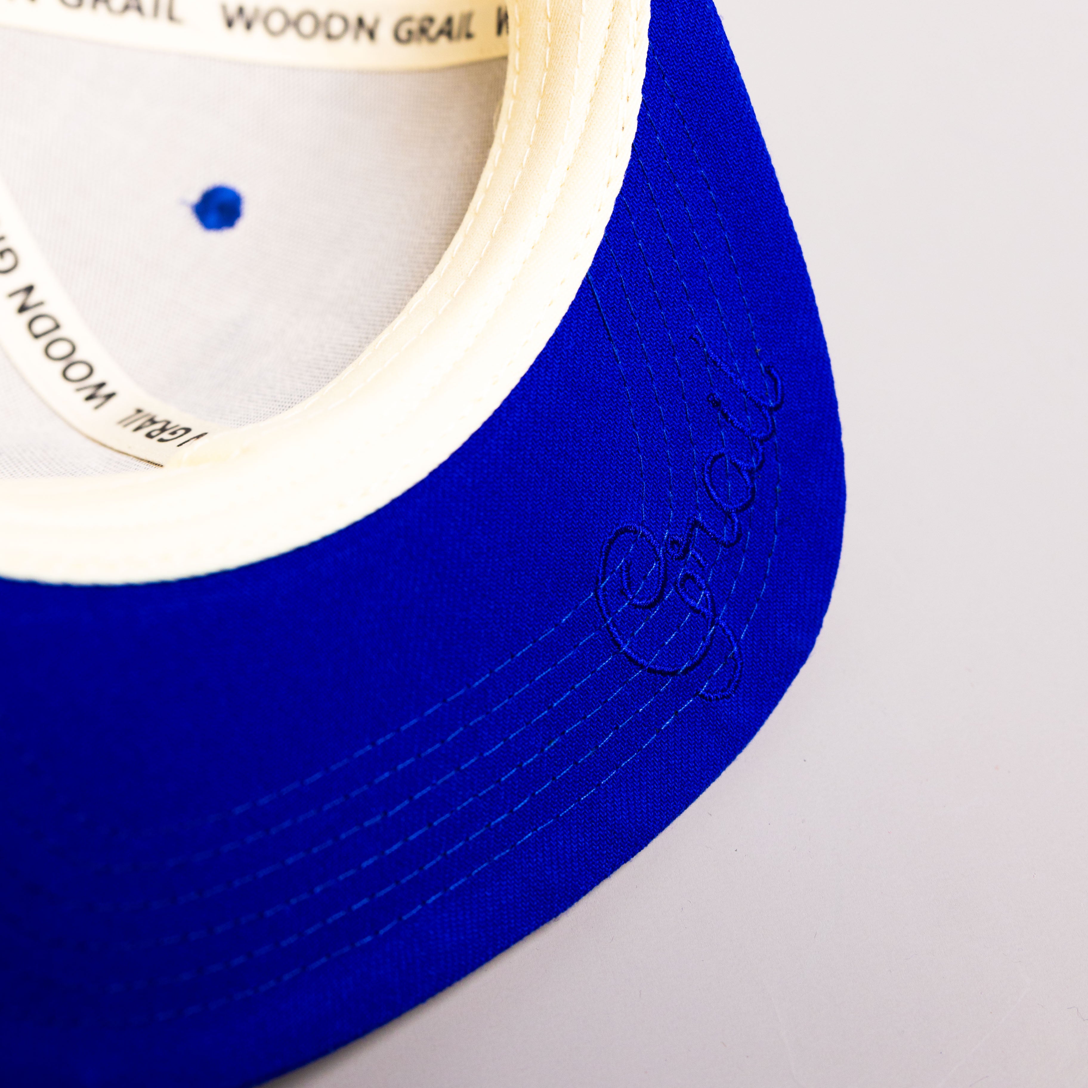 BYU Cougars Hat Cream & Royal Blue OG Fitted - Underbrim Detail