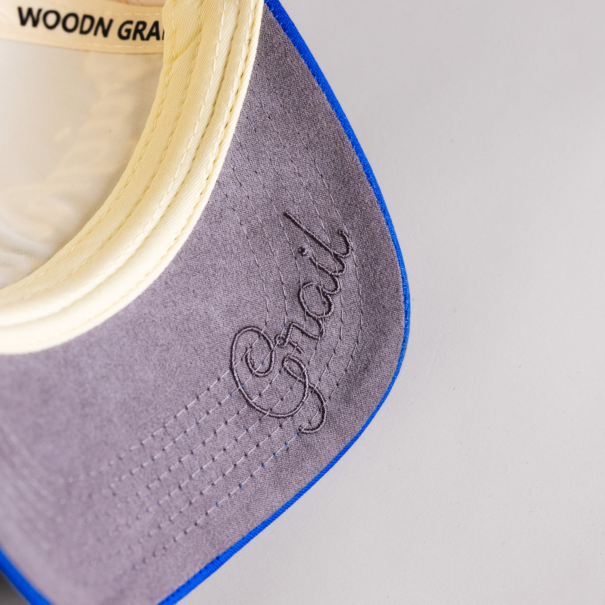 BYU Cougars Hat Cream & Royal Blue Script Snapback - Underbrim Detail