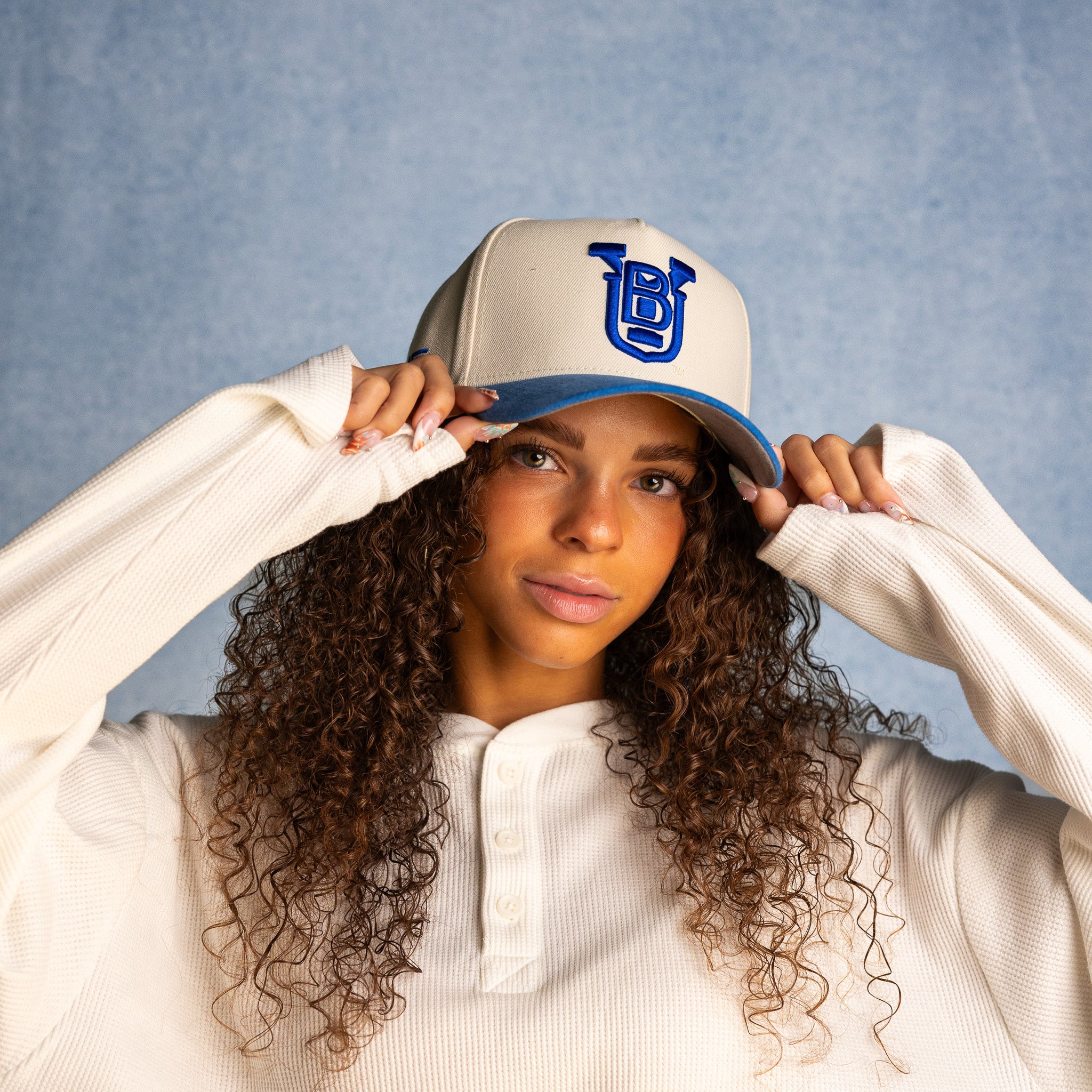 BYU Cougars Hat Cream & Royal Blue Sun Fade Snapback - On Model Lifestyle
