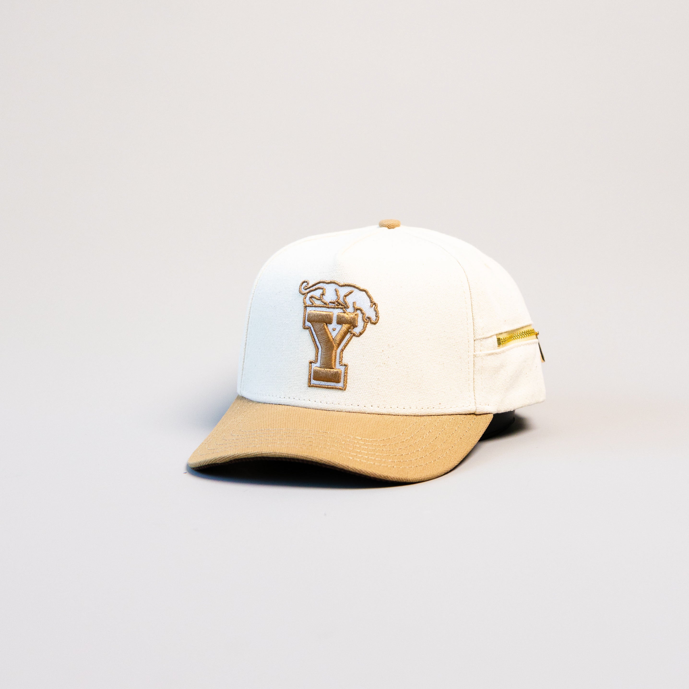 BYU Cougars Hat Cream & Tan Jobsite Canvas Snapback - Angled View