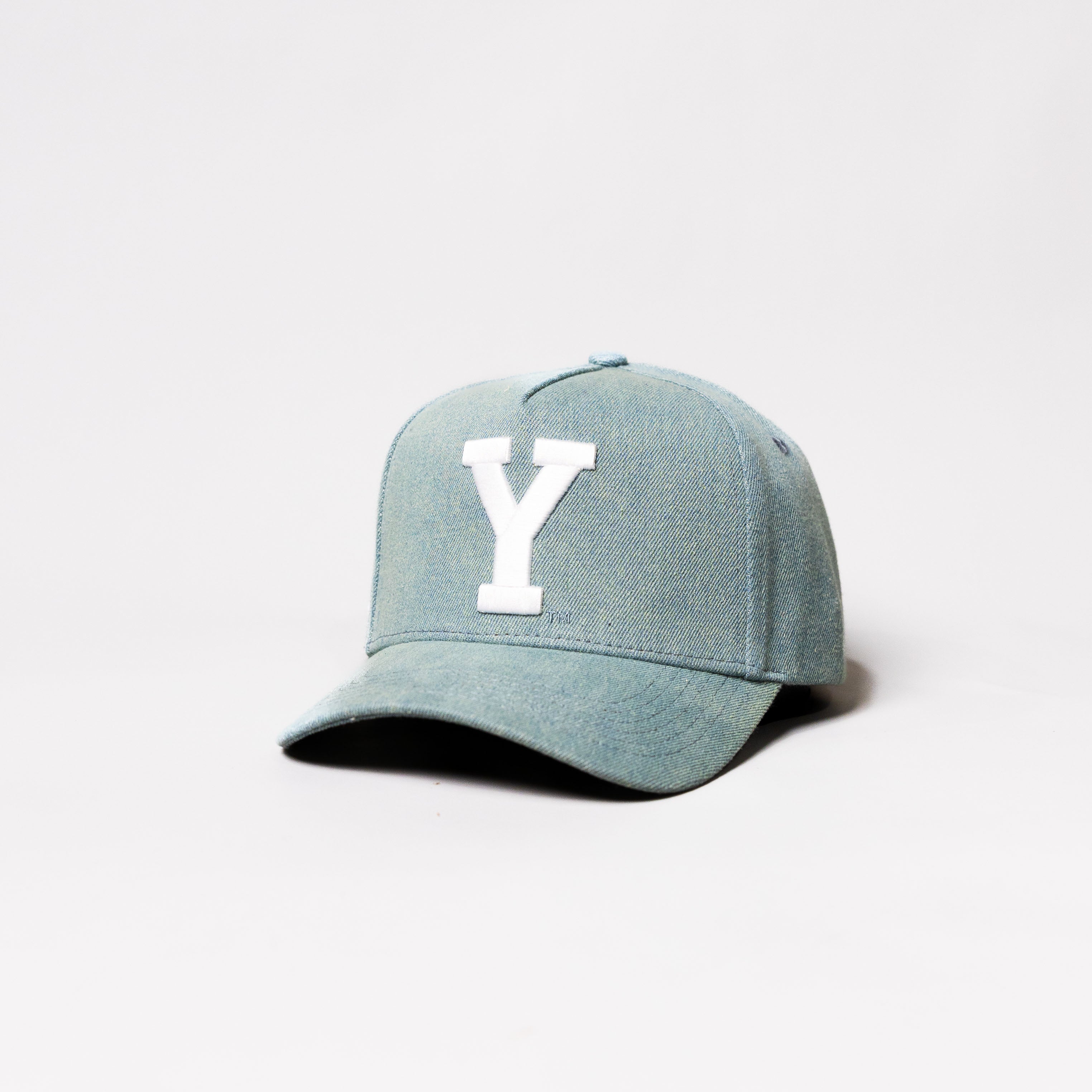 BYU Cougars Hat Light Wash Denim Block Y Snapback - Angled View