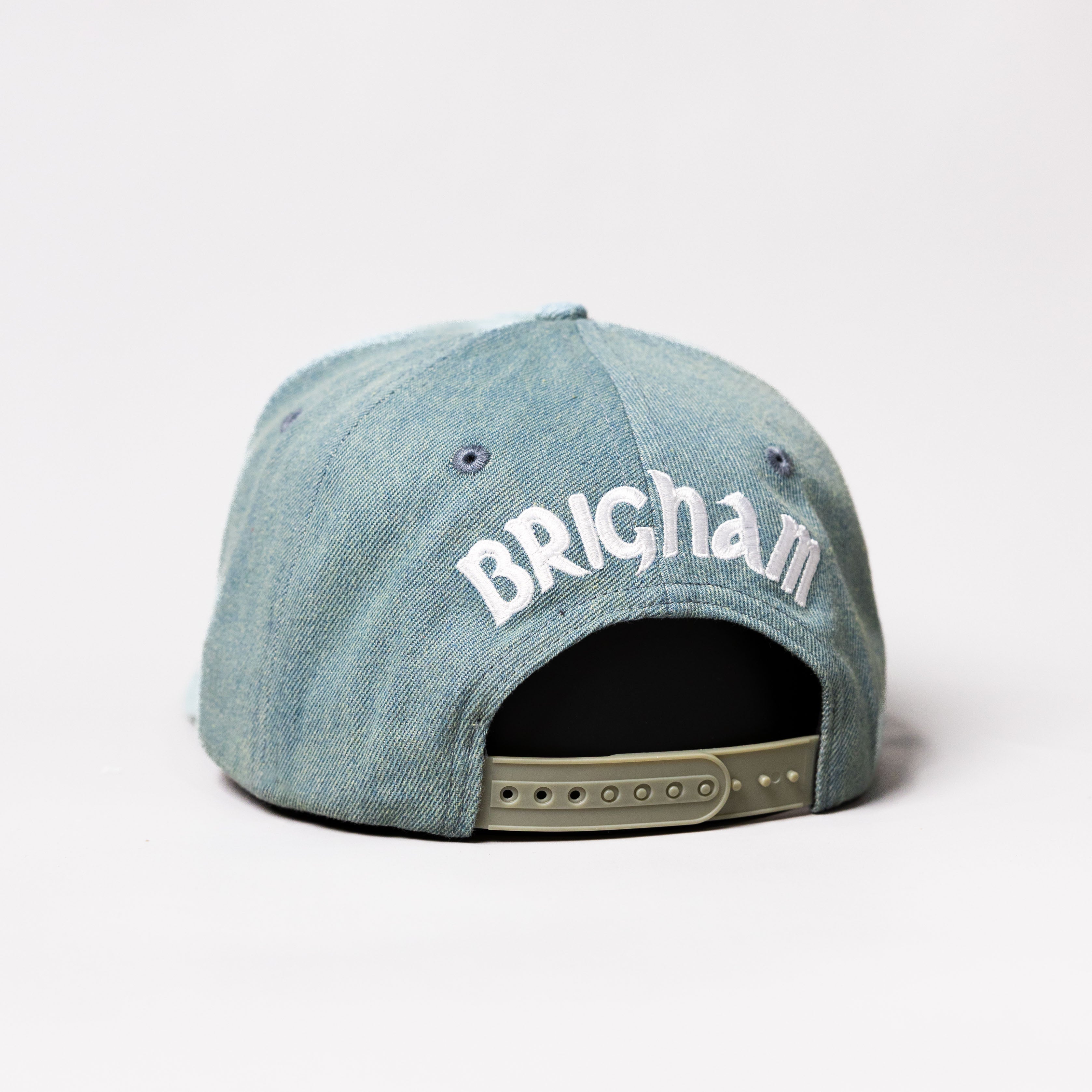 BYU Cougars Hat Light Wash Denim Block Y Snapback - Back View