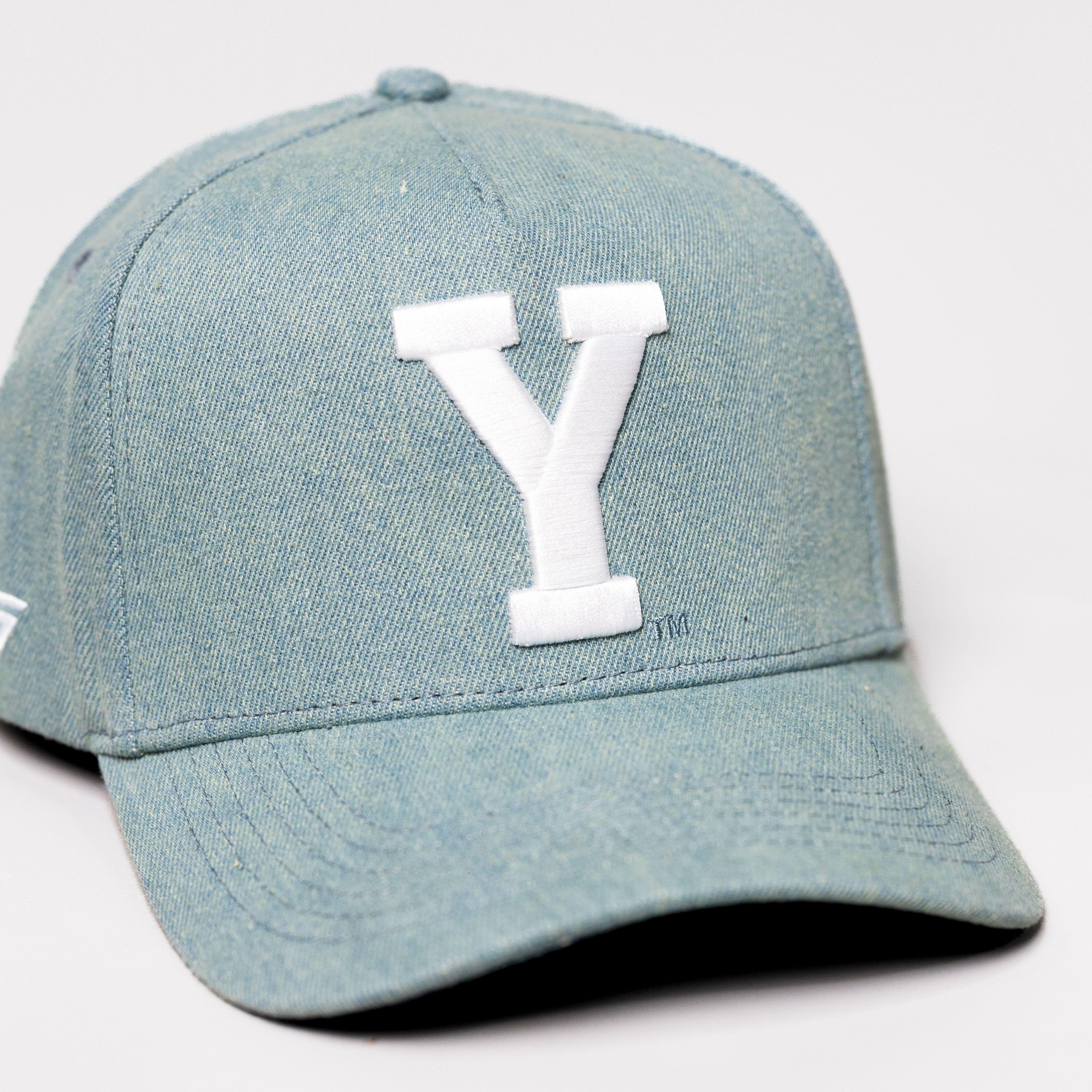 BYU Cougars Hat Light Wash Denim Block Y Snapback - Front Detail