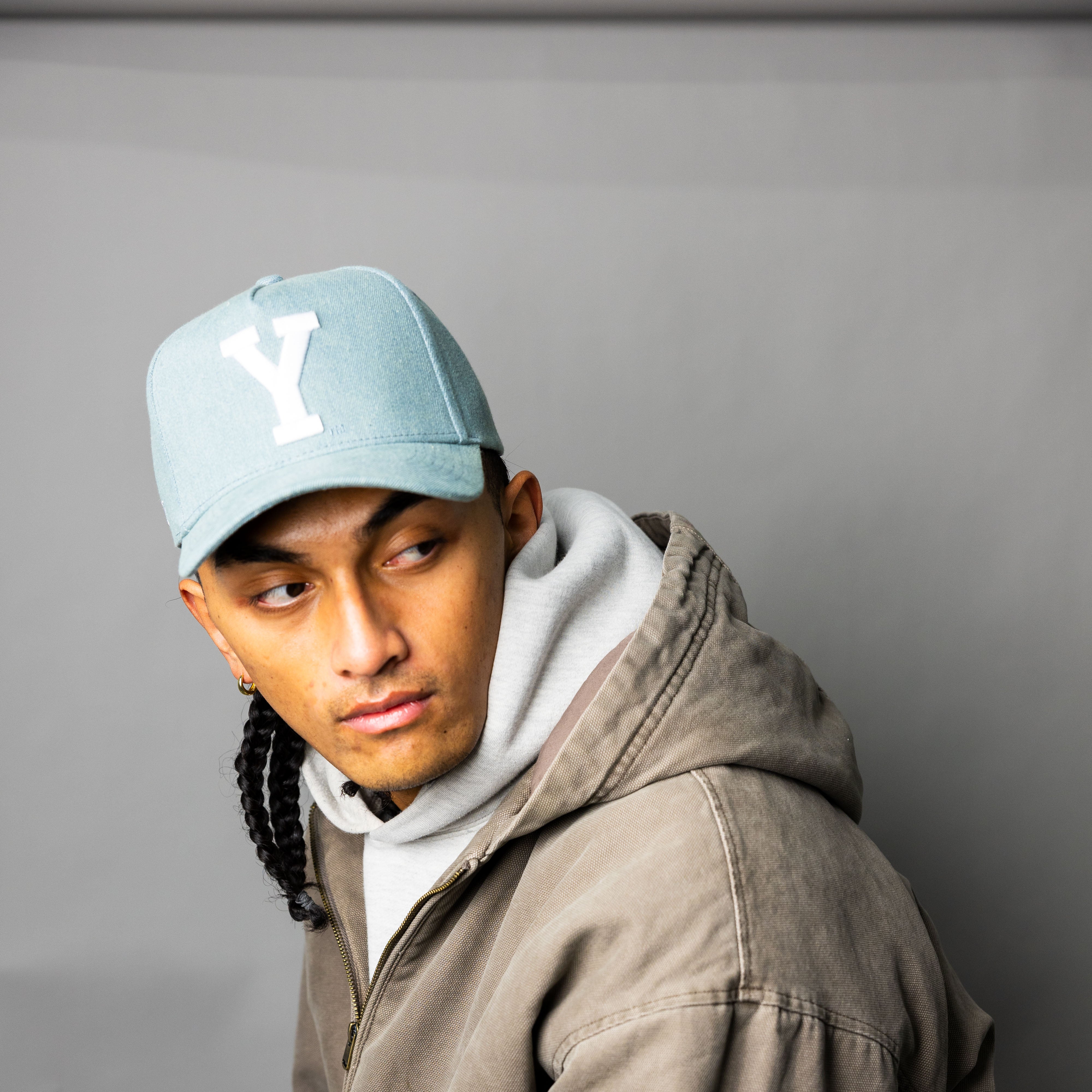 BYU Cougars Hat Light Wash Denim Block Y Snapback - On Model Lifestyle B