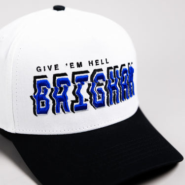 BYU Cougars Hat White & Black Corduroy Stadium Pulse Snapback - Front Detail