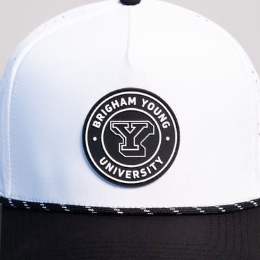 BYU Cougars Hat White Black Tee Box Performance - Front Detail