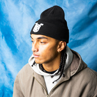 BYU Cougars OG Beanie Black & White BYU Monogram Knit - On Model Lifestyle