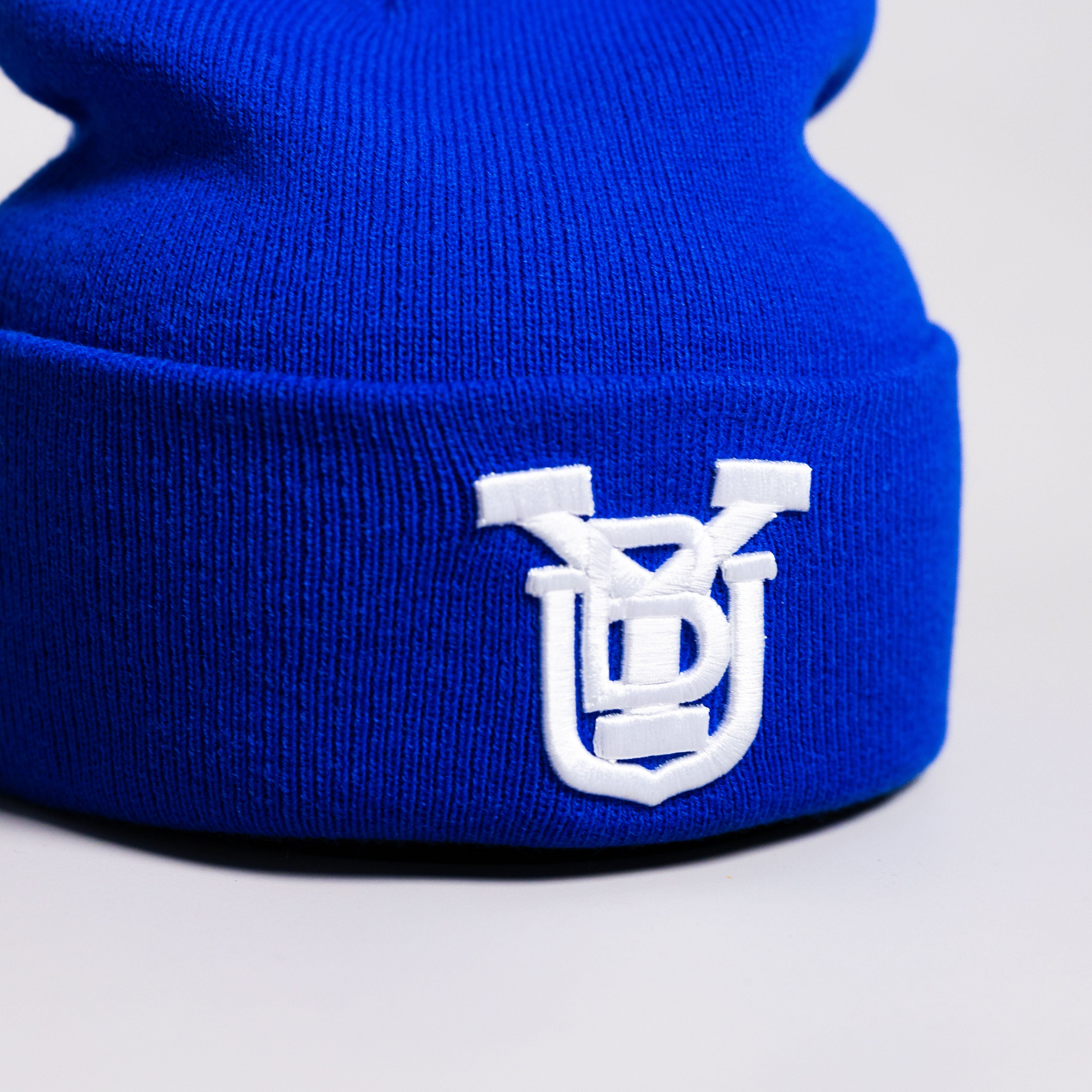 BYU Cougars OG Beanie Royal Blue & White BYU Monogram Knit - Front Detail
