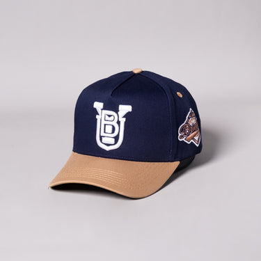 BYU Cougars OG Hat Navy and Beige Snapback - Angled View