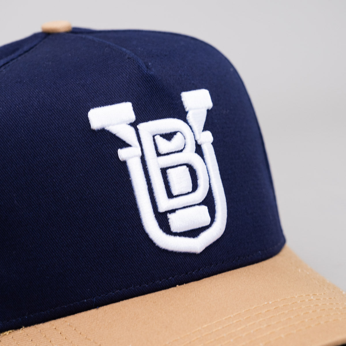 BYU Cougars OG Hat Navy and Beige Snapback - Front Detail